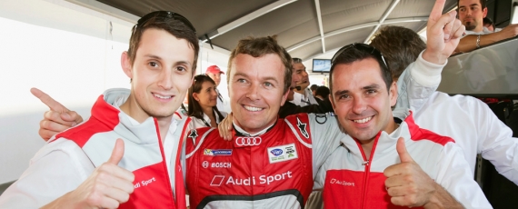 Oliver Jarvis (GB), Marcel Fässler (CH) si Benoît Tréluyer (F)