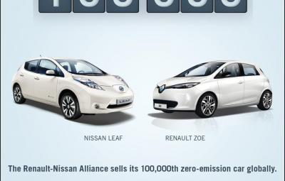 100.000 de automobile full-electrice Renault-Nissan
